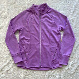 NWT All In Motion Full-Zip Purple Athletic Jacket Girls Large 10/12 Thumb Holes